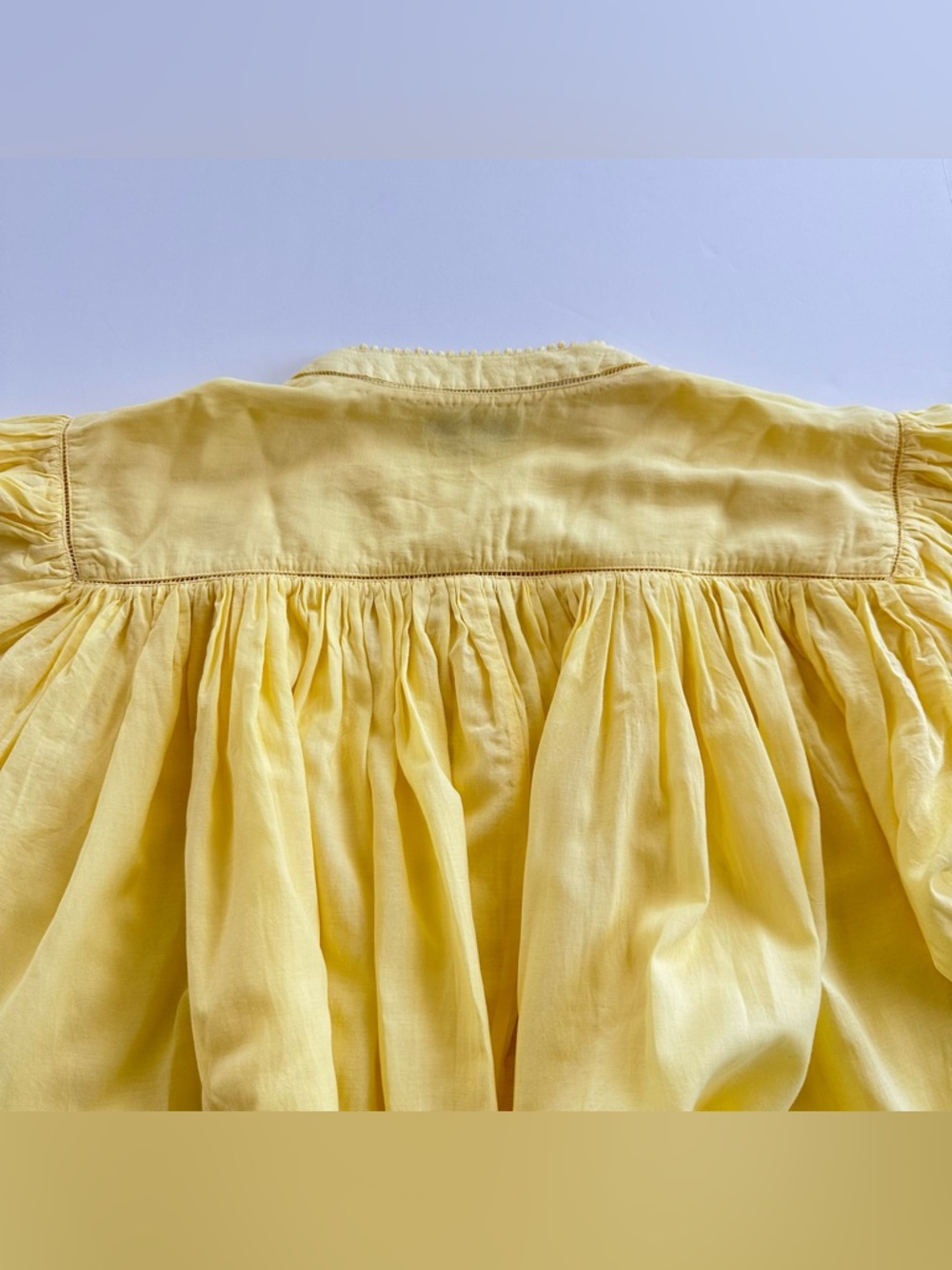Madewell Shirred Lace Trim Top in Iced Lemon | XXL | EUC - Picture 14 of 16